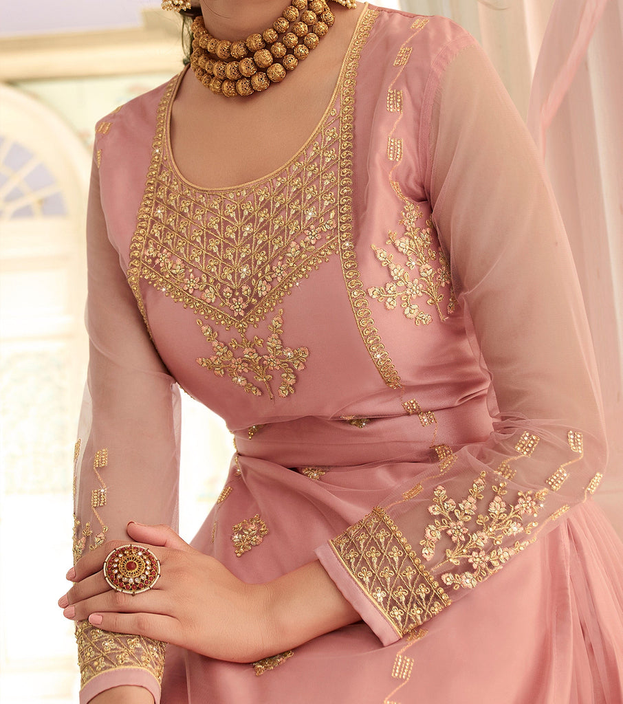 Pink Net Pakistani Suit 252866